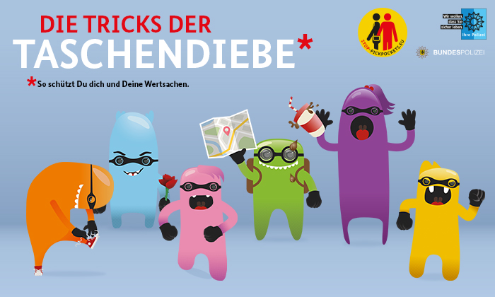 Sechs gezeichnete kleine Monster