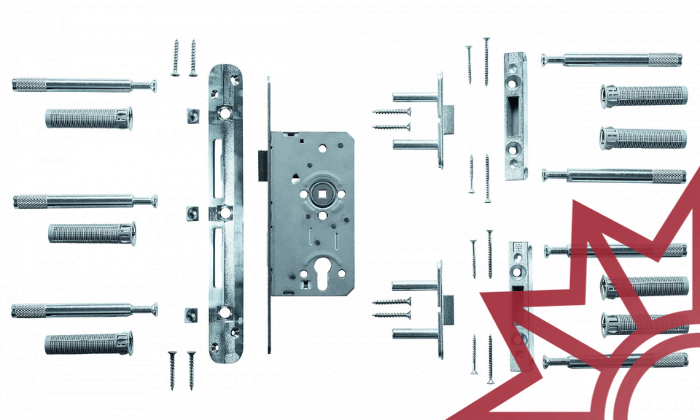 Nachrüstsatz Einsteckschloss und Schließblech.