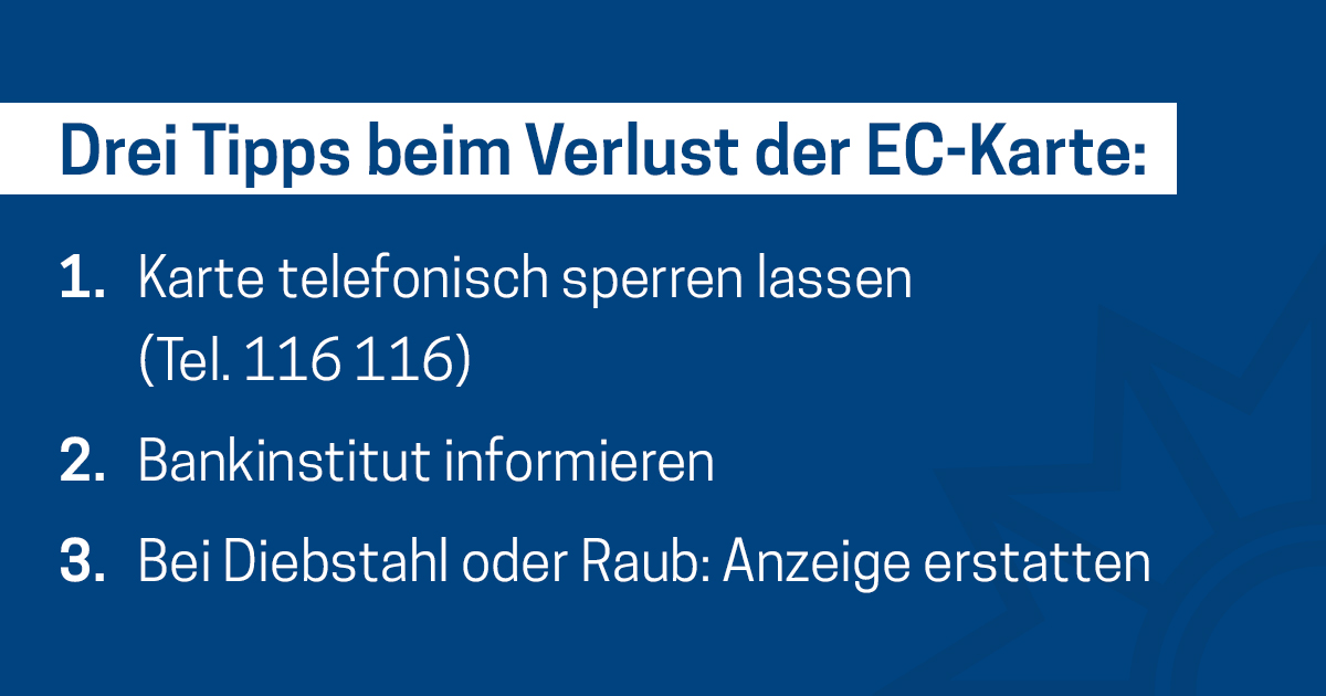 Produktbild Drei Tipps beim Verlust der EC-Karte.