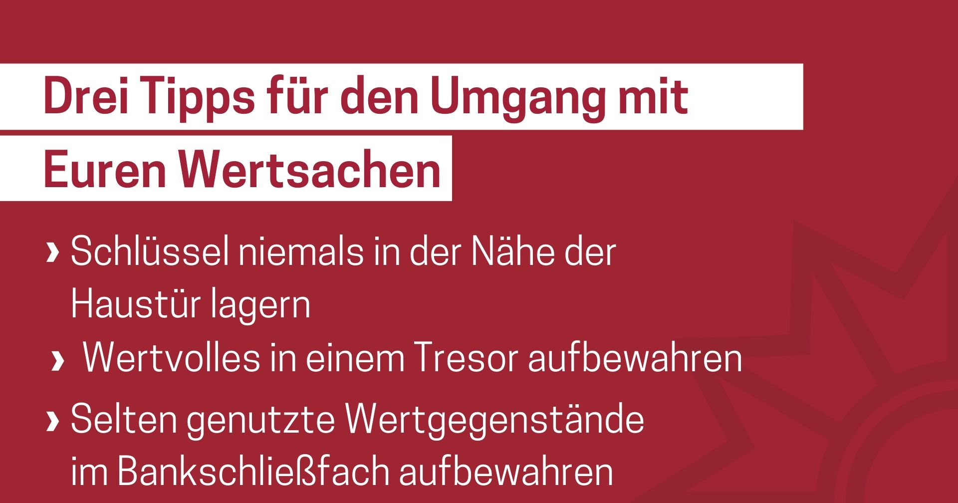Produktbild Facebook Post Drei Tipps für den Umgang mit Euren Wertsachen